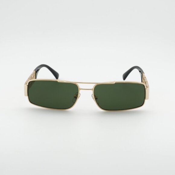 Versace VE2257 100271 Sunglasses Shiny Gold Rectangle Frame, Dark Green Lenses main image 8